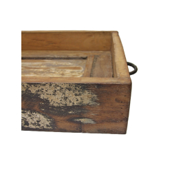 Taca Skrzynka z uchwytami ze starego drewna L 52x29cm